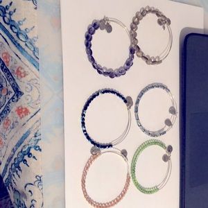 6 different beaded Alex & Ani bracelets